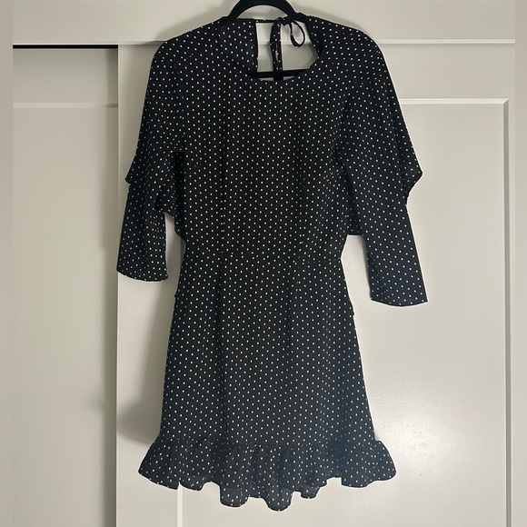 Unique21 Frill Backless Mini Dress Polka Dot Open Back Black & White Dress - Picture 4 of 9